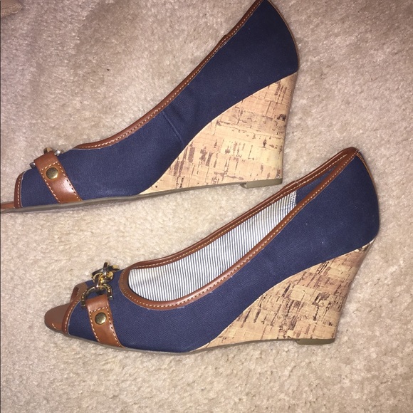 tommy hilfiger navy wedge sandals